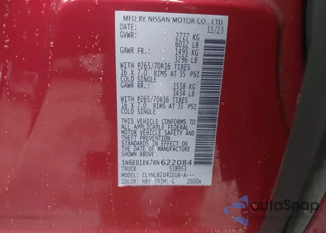 2024 Nissan Frontier Sv 4X4 from USA, damaged, VIN 1N6ED1EK7RN622084